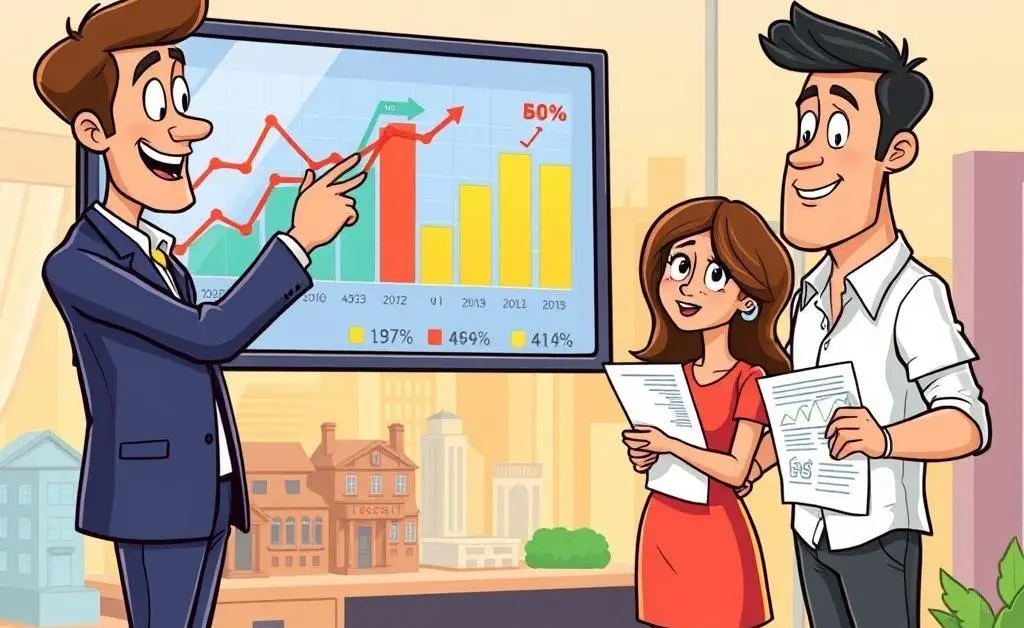 Illustration of a real estate agent explaining price changes