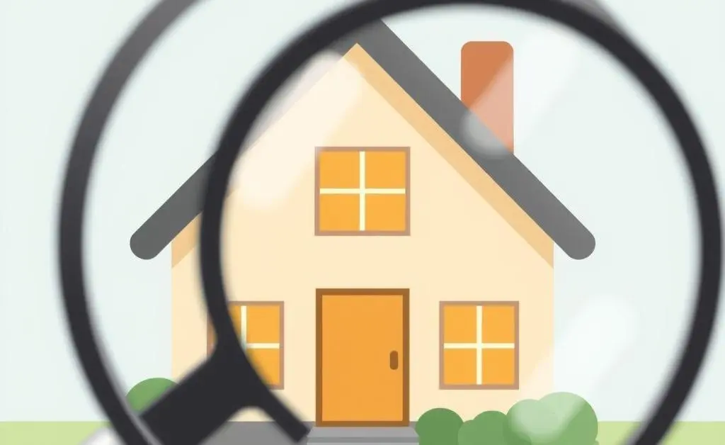 House with a magnifying glass highlighting details