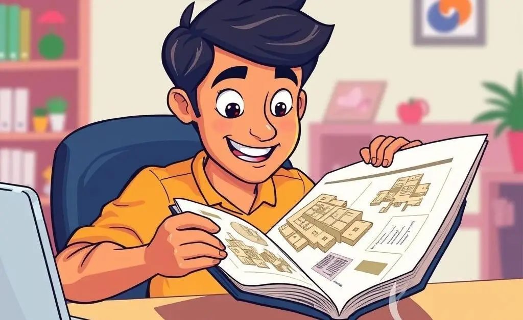 Person planning real estate investments at desk