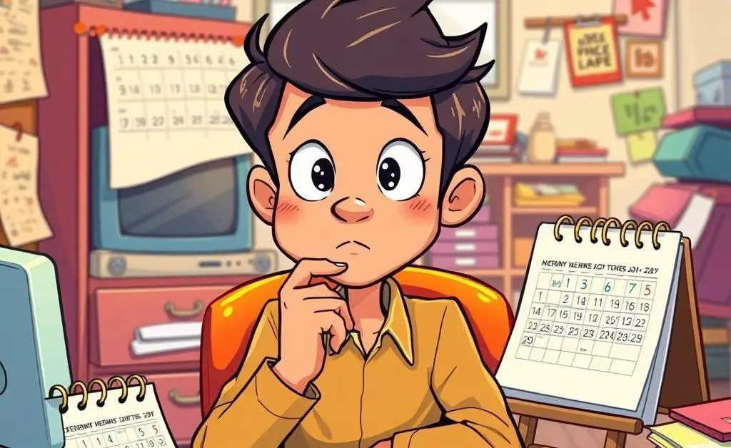 Someone pondering job offers at a desk with a calendar and notepad.