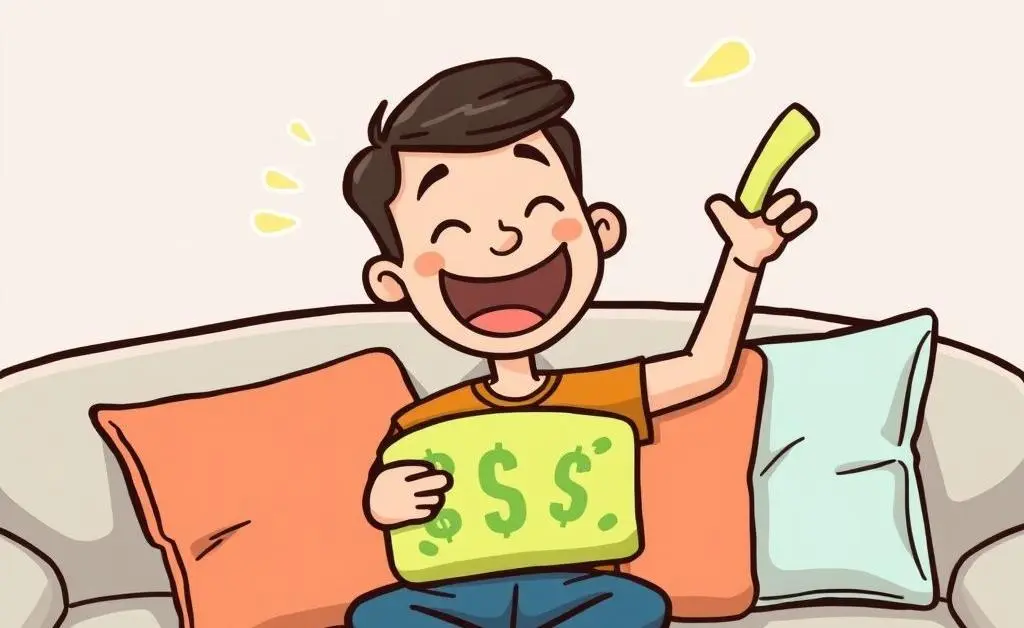 Person finding extra savings between couch cushions
