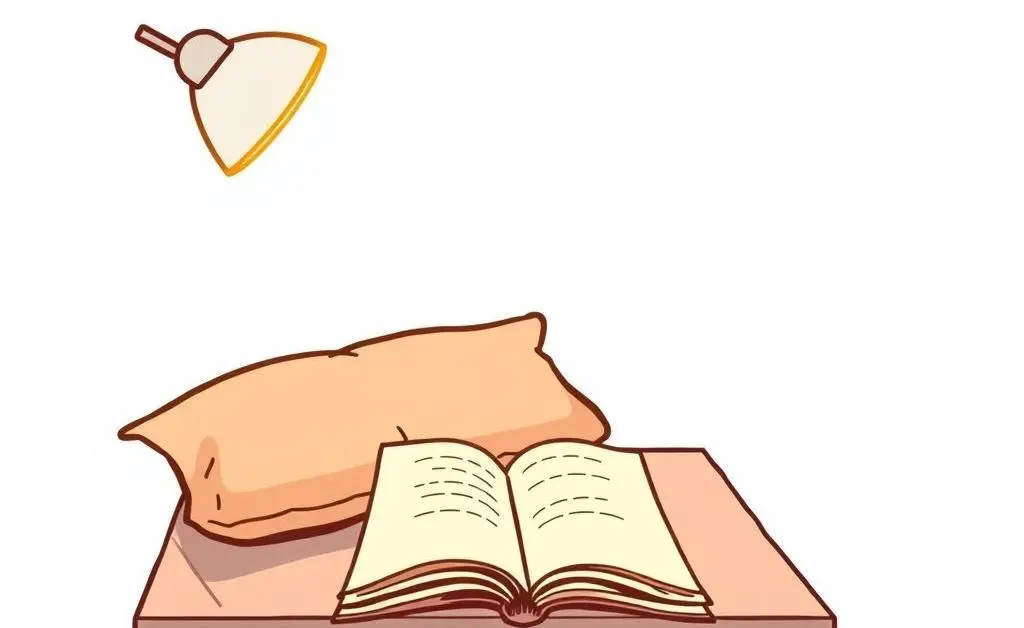 Relaxation corner with cushion, book, and tea