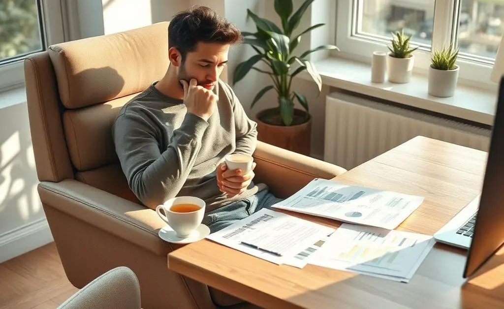 Person planning a strategy with a cup of tea.