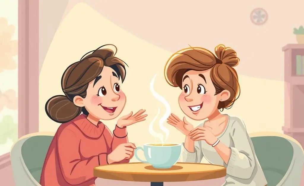 Friends finding comfort in a conversation over tea