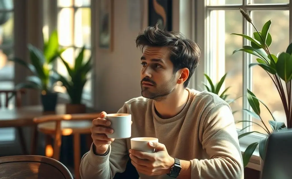A person enjoying a relaxed coffee break, illustrating a moment of reflection during the mortgage process.