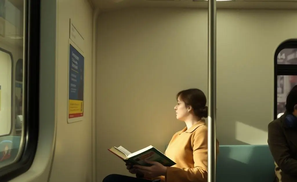 A serene commute scene on public transit