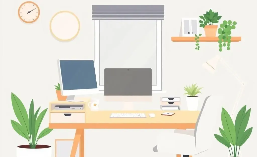 Relaxed home office setup for online work