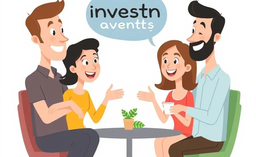 People discussing investments calmly.