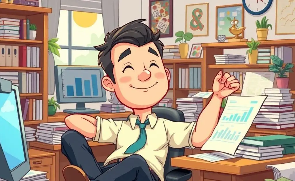 Relaxed investor at a desk