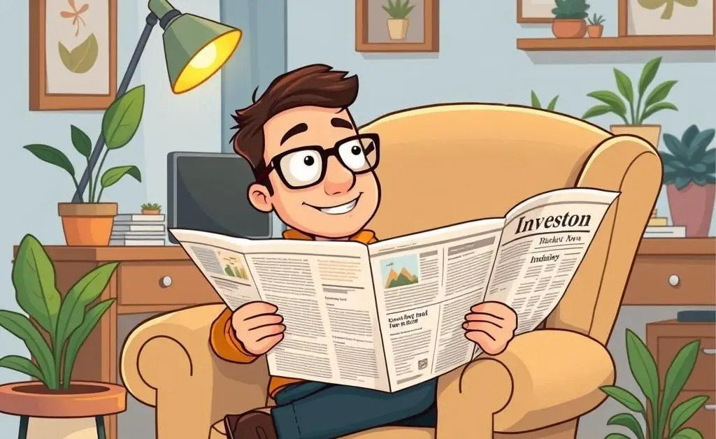 A relaxed investor reading about finances