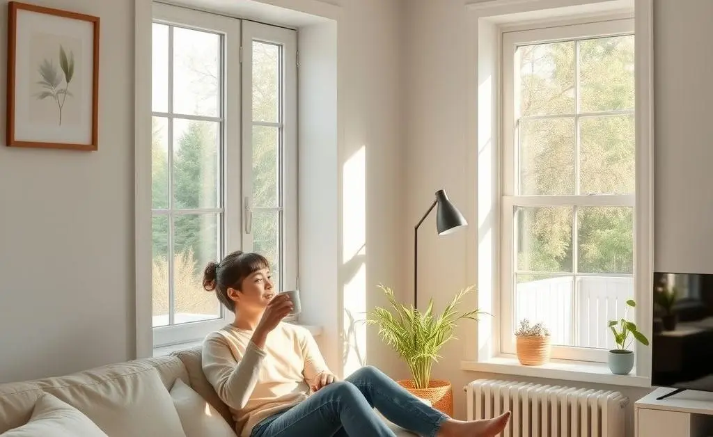 Relaxed new homeowner by window