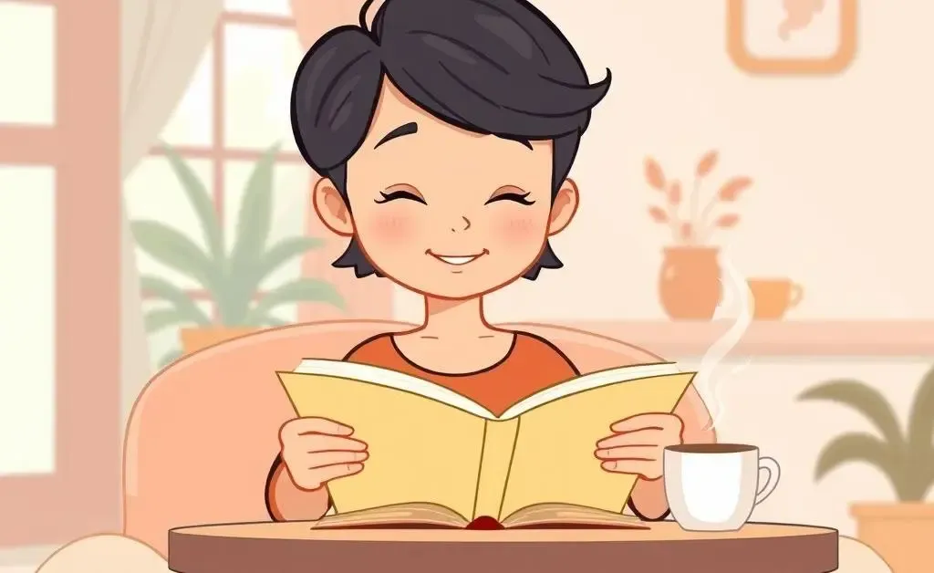 Person studying with a book and coffee before an exam