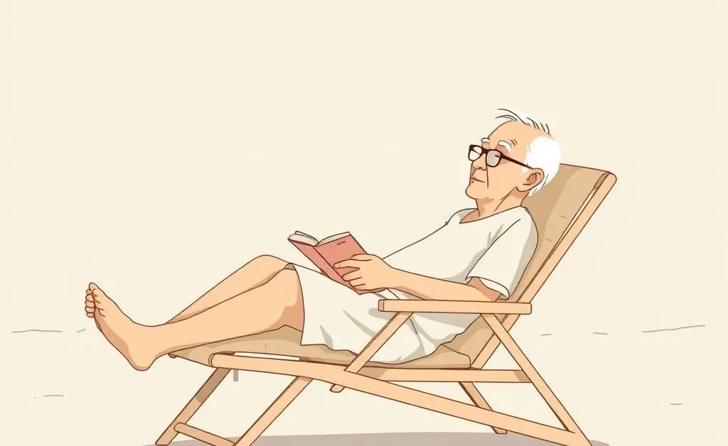 Retiree relaxing on a beach chair