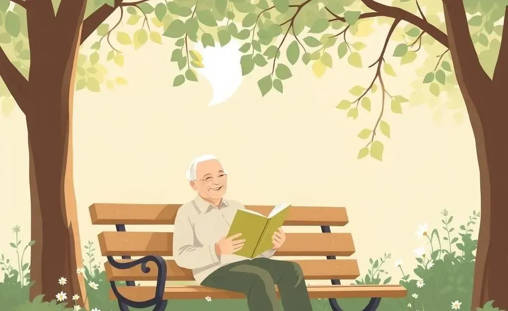 Retiree reading a book in the park