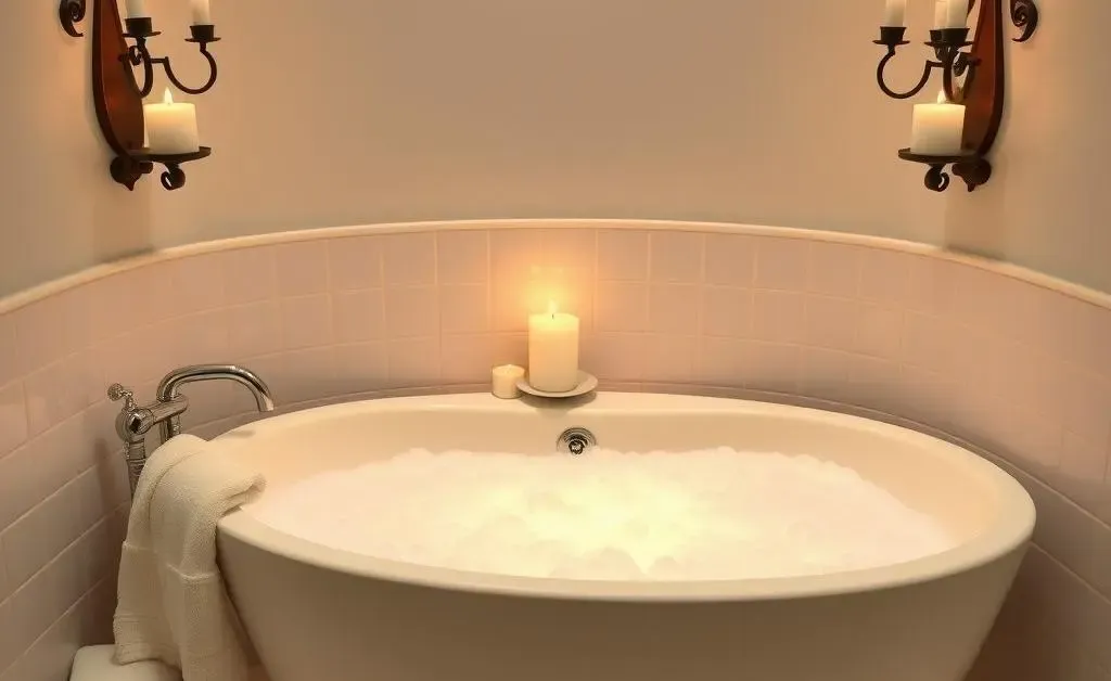 A calming bathroom scene perfect for a relaxing bath