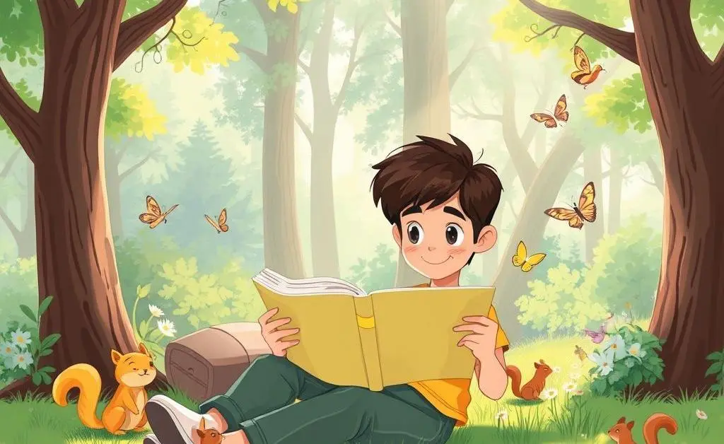 Person peacefully reading a book in nature
