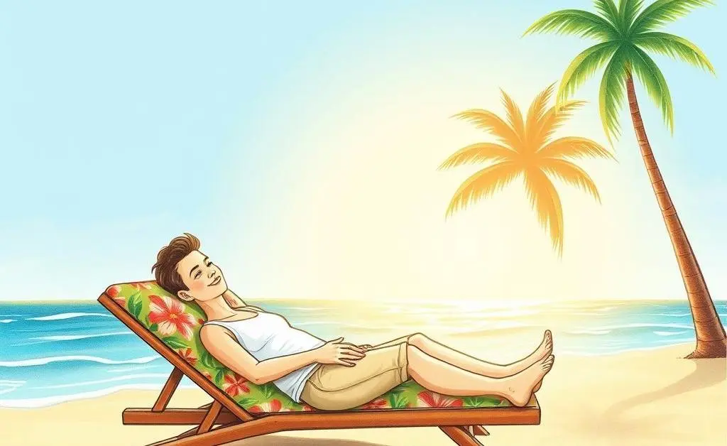 Person relaxing by the beach with a sense of financial freedom
