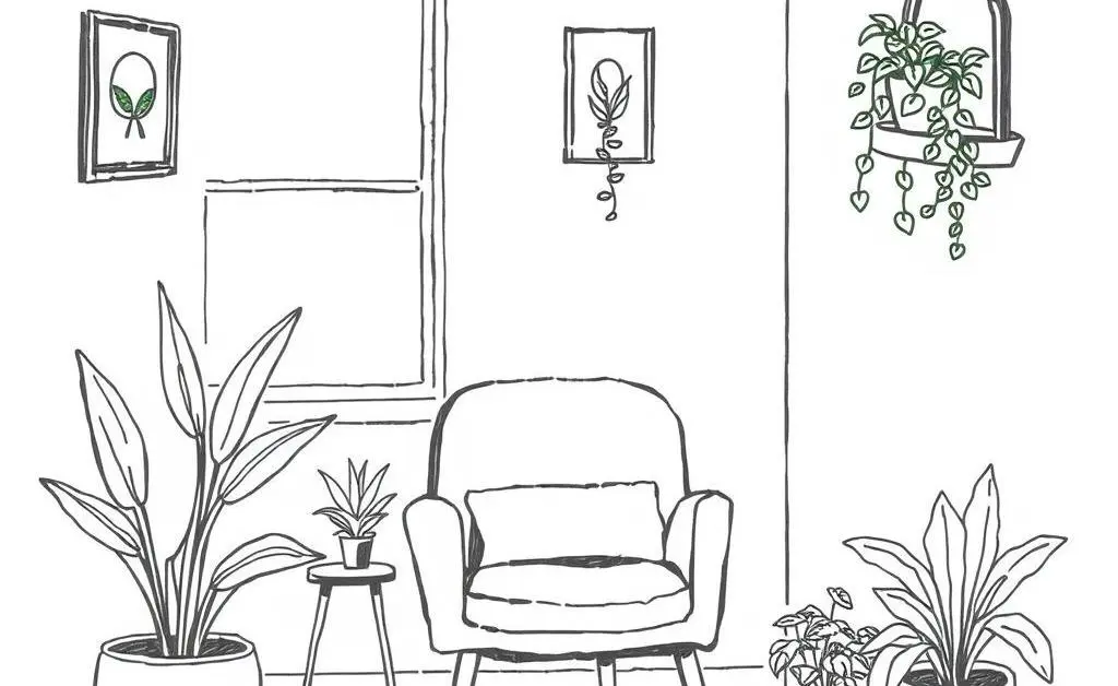 A relaxing corner with a comfy chair and indoor plants