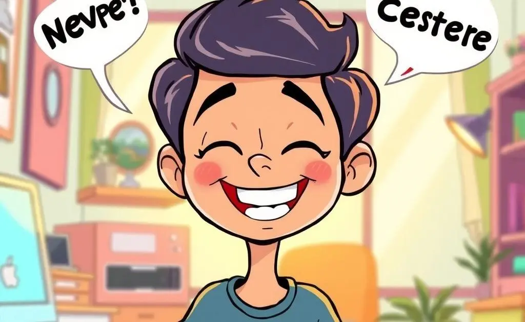 A cartoon-style image of a relieved person smiling after realizing a mistake has been fixed.
