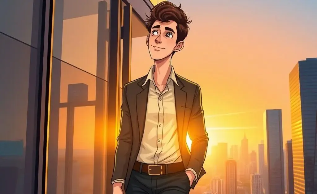 Person looking relieved leaving an office