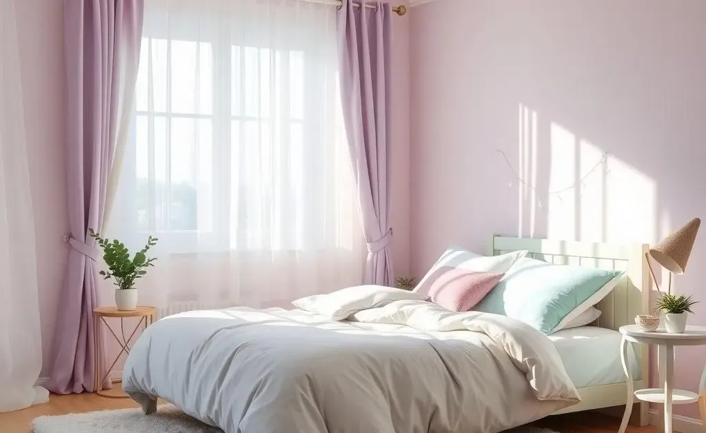 A bedroom with a calming atmosphere, emphasizing relaxation