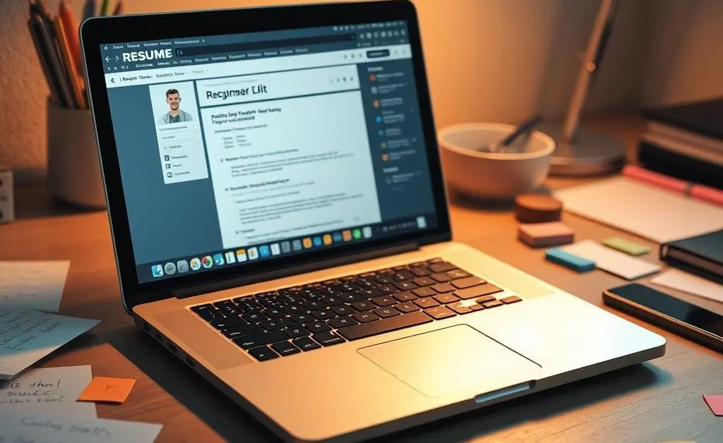 A desk setup for resume revisions