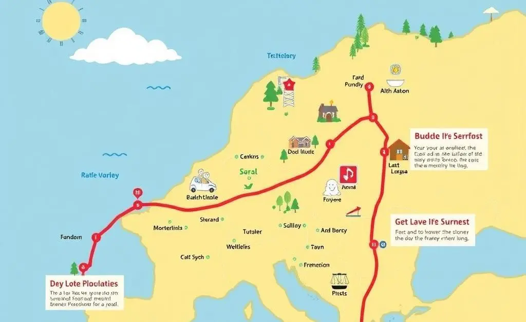 A map illustrating a journey to retirement