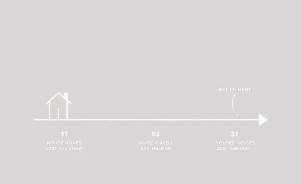 Roadmap with milestones: house, kids, retirement