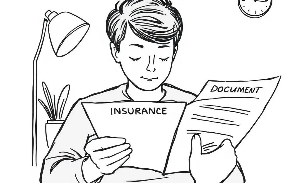 Person reviewing insurance policy documents in a calm setting