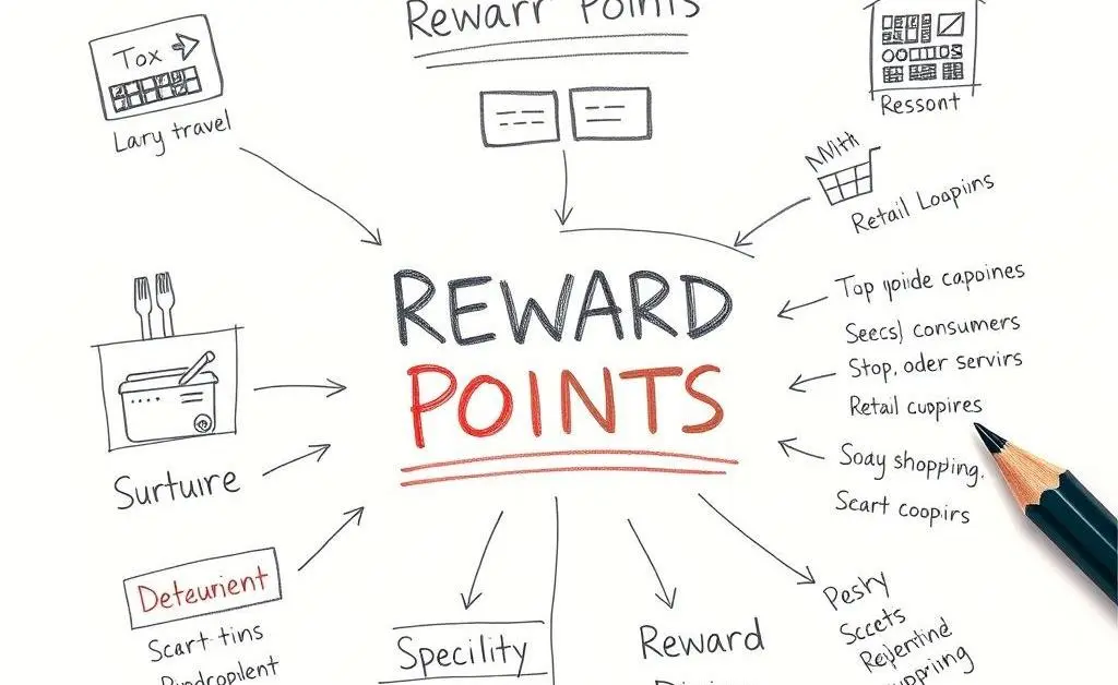 Reward points calculator with categories like travel, dining, and shopping
