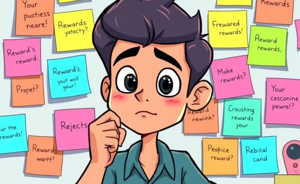 Person planning a strategy with different rewards.