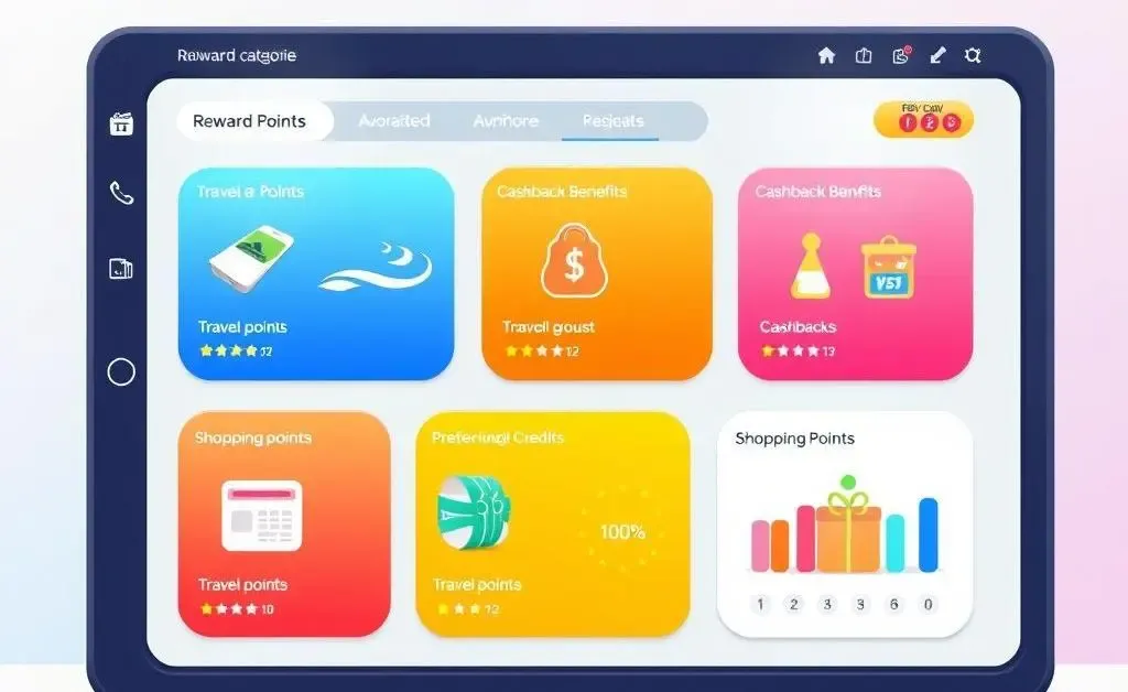 Dashboard of reward categories and points