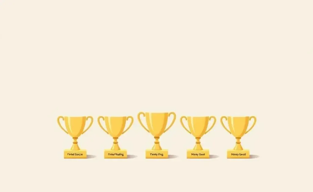 Illustration of small trophies for various achievements