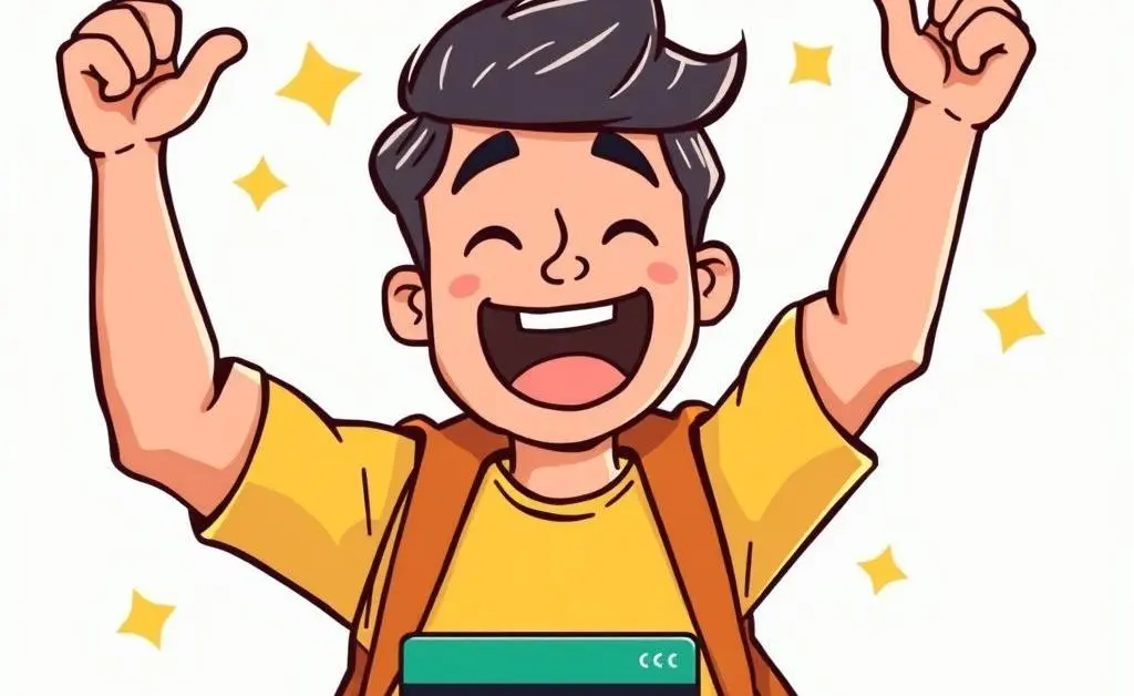 A person celebrating after earning rewards points with their credit card