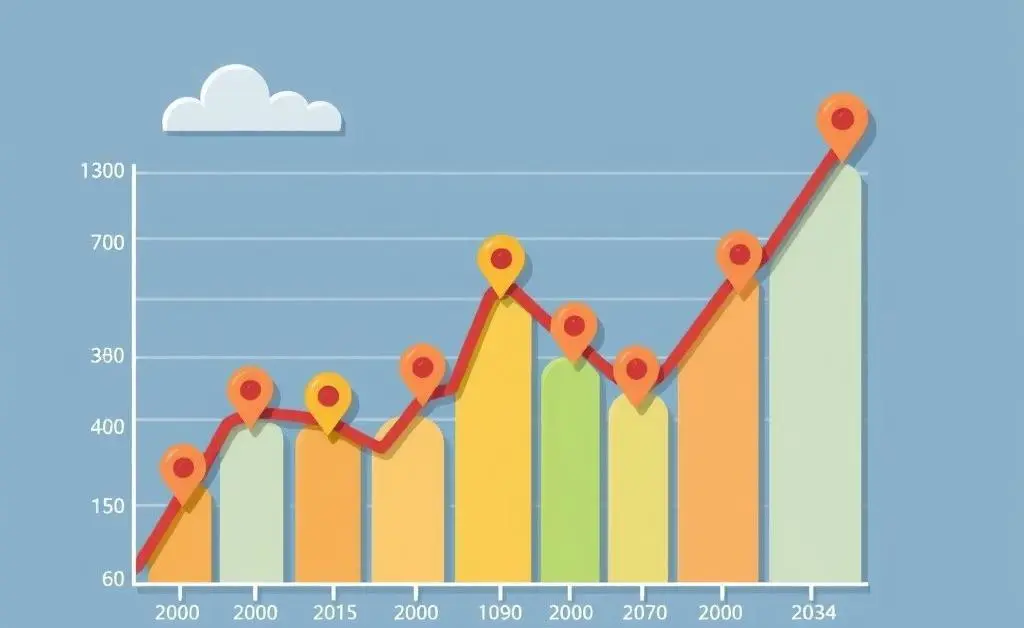 A cartoon-style chart tracking credit card points over time