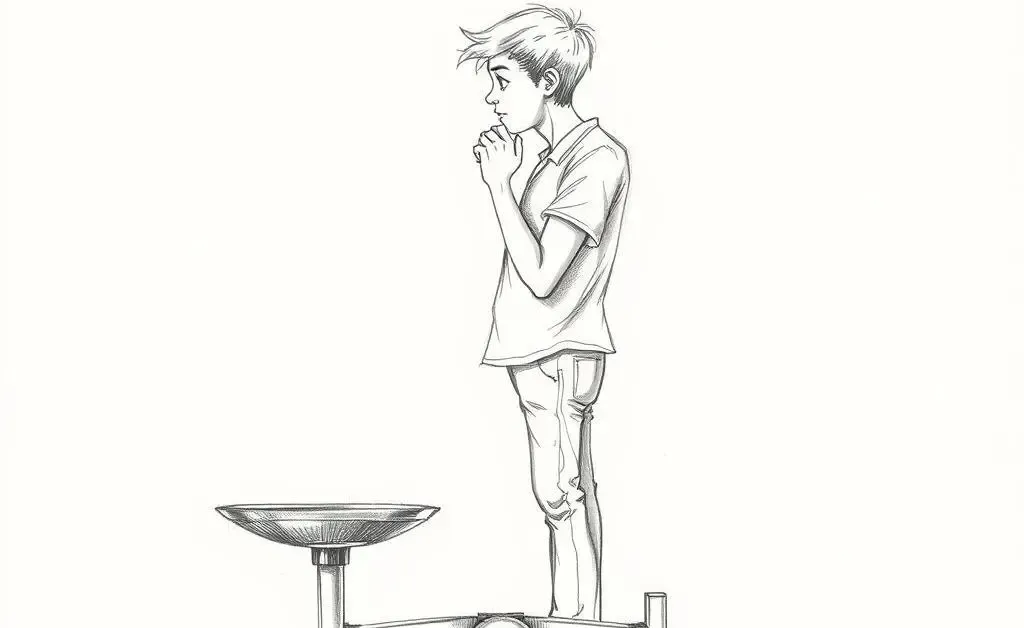 A hand-drawn style image of a person weighing options on a scale, representing risk vs. reward.