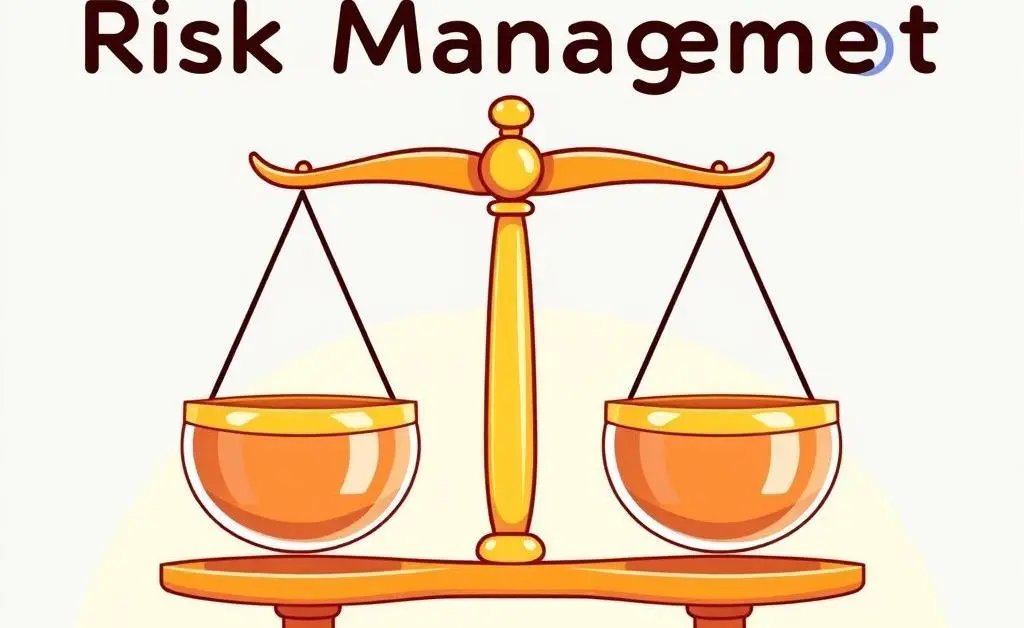 Cartoon-style drawing of balancing scales representing risk management.