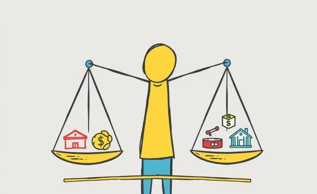 Person balancing asset scales illustrating risk management