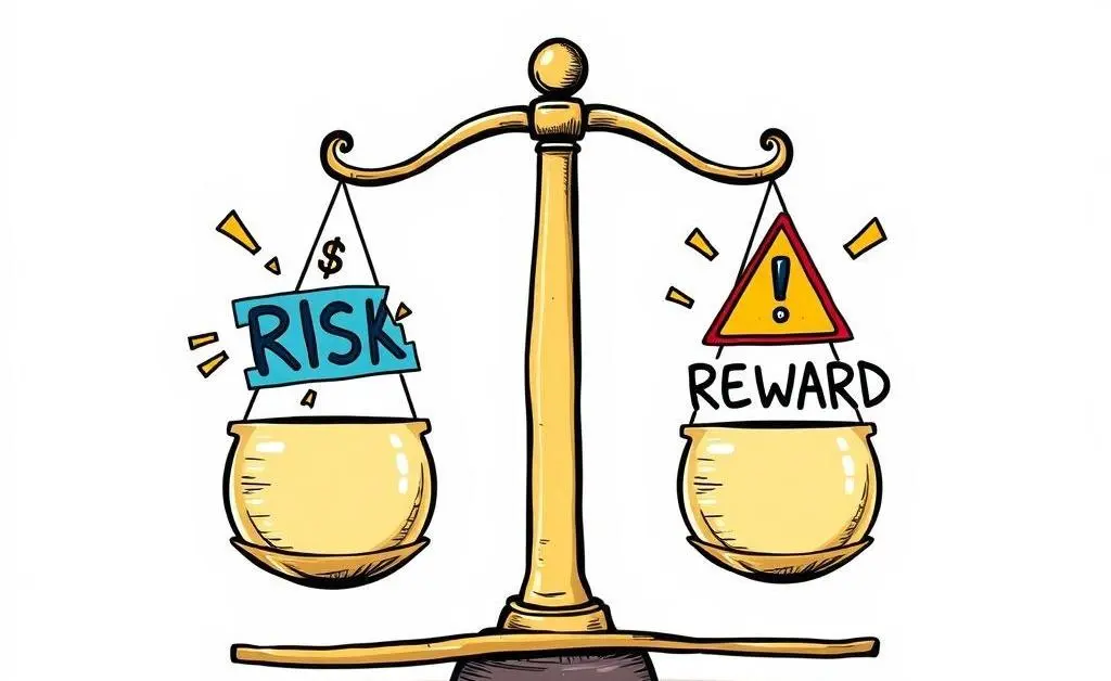 A scale balancing risk and reward