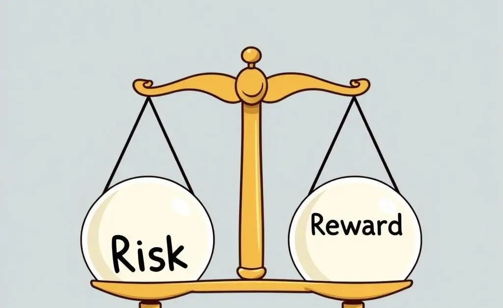 Illustration of a scale balancing risk and reward.