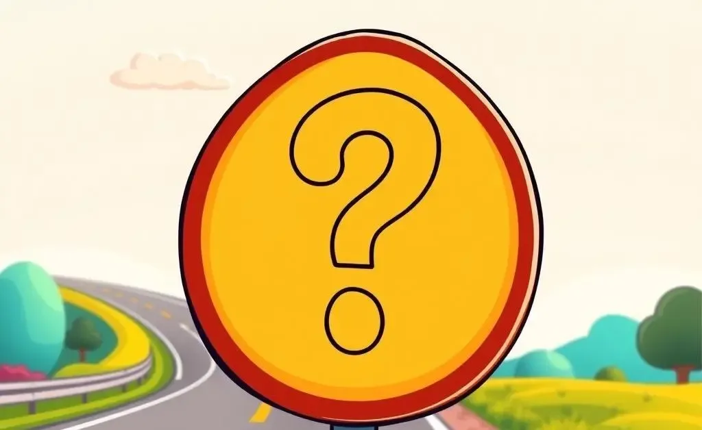 A cartoon road sign with a question mark, symbolizing confusion regarding insurance coverage.