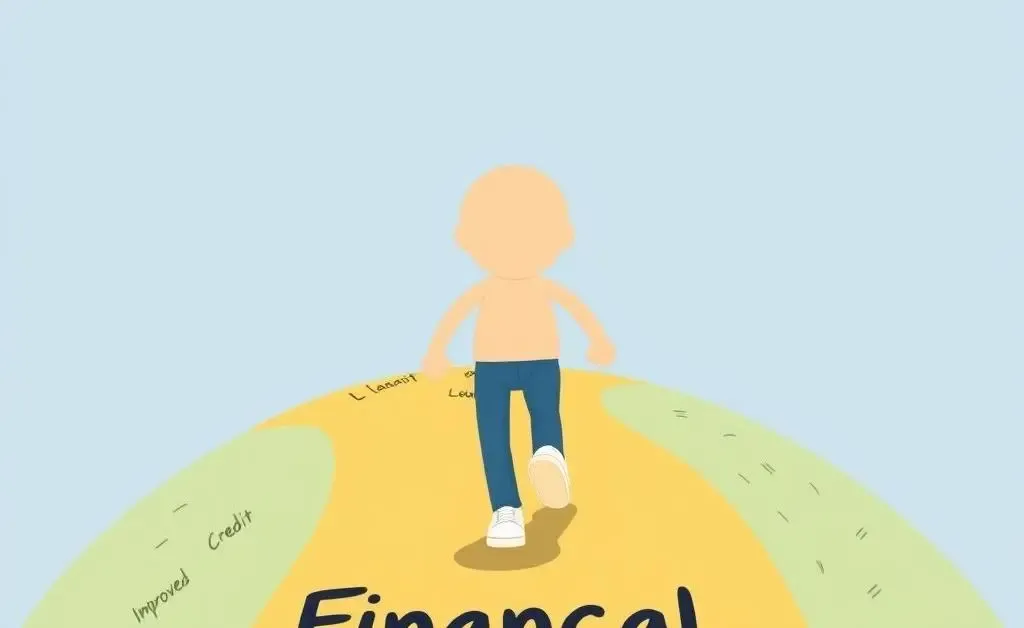 A character walking on a path labeled 'Financial Freedom