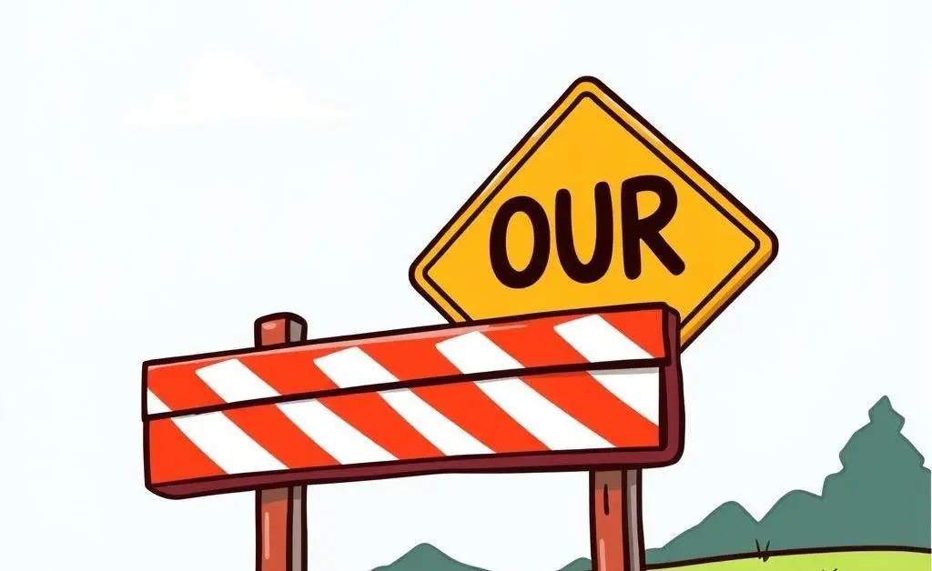 A detour sign with a roadblock, symbolizing overcoming obstacles.