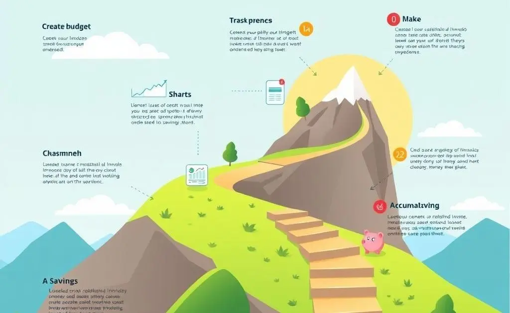 Illustration of a roadmap leading to financial independence