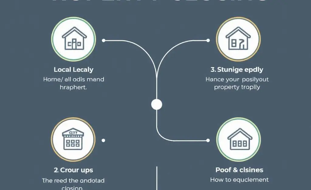 A simple roadmap with icons representing steps to a successful property closing.