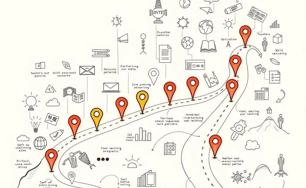 A graphic showing a roadmap of career milestones.