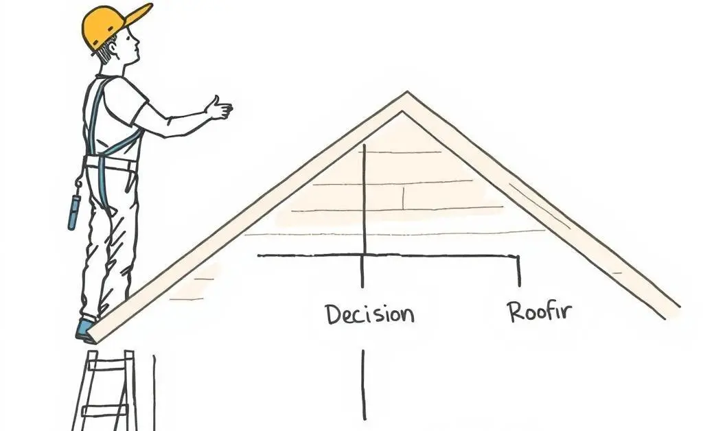Roofer inspecting a roof for repair or replacement