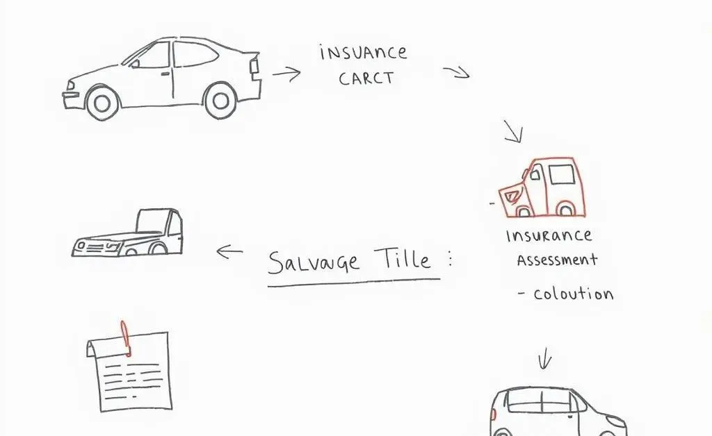A diagram showing the journey of a car from accident to salvage title