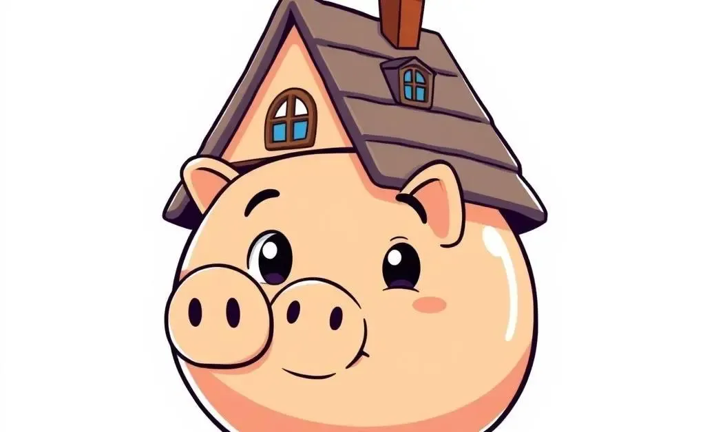 Piggy bank with a tiny house roof