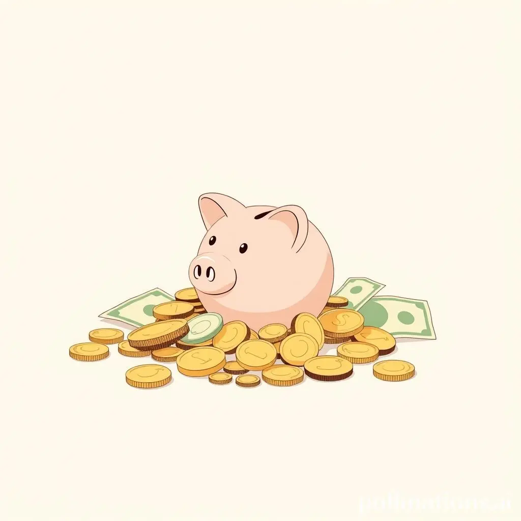 Piggy bank surrounded by coins